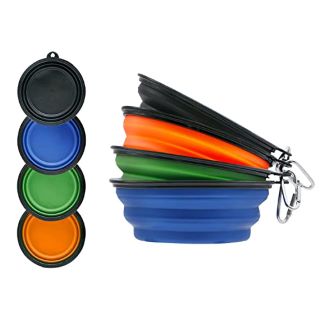 21 X SUNLOTUS 4 PACK 650ML COLLAPSIBLE DOG BOWL PORTABLE FEEDER FOR DOG PET FOOD WATER BOWL FOR DOG AND CAT EXTENDABLE PET FEEDING SILICONE BOWL WITH HOOK (BLUE+ORANGE+BLACK+GREEN) - TOTAL RRP £297: