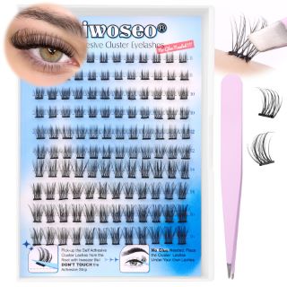 18 X WIWOSEO SELF ADHESIVE EYELASHES NO GLUE NEEDED FALSE LASHES INDIVIDUAL CLUSTER EYELASHES NATURAL LOOK CLUSTER LASHES EXTENSION REUSABLE SELF ADHESIVE LASHES FOR BEGINNERS DIY AT HOME(120PCS, 8-1