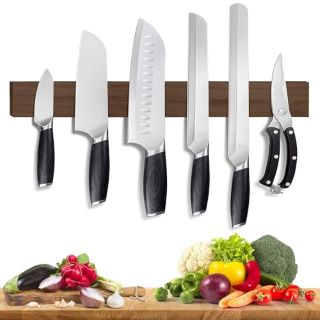 15 X MAGNETIC KNIFE RACK IN WOODEN WITH EXTRA-STRONG MAGNET 40CM PUNCH FREE MAGNETIC KNIFE HOLDER FOR WALL MOUNTED KITCHEN KNIVES UTENSILS STORAGE ORGANISER: LOCATION - B