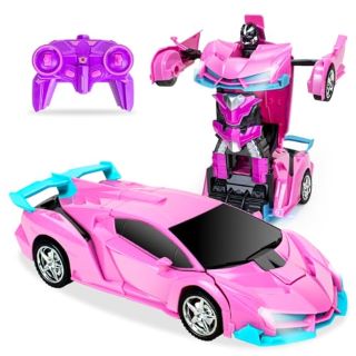 15 X HUMAX REMOTE CONTROL CARS FOR GIRLS, RC CAR FOR BOYS TOYS AGE 5 6 7 8-12, 2 IN 1 PINK DEFORMATION ROBOT TOY CAR 1:18 SCALE 2.4 GHZ RACING CAR WITH LED HEAD LIGHT & 360° ROTATION - TOTAL RRP £125