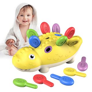 22 X DF GEE BABY SENSORY MONTESSORI TOYS FOR 1 YEAR OLD, TODDLER TOYS SENSORY TOYS FOR AUTISM COUNTING DINOSAURS WITH COLOR MATCHING SORTING TOYS BIRTHDAY GIFTS FOR KIDS 1 2 3 YEARS OLD BOYS GIRLS -
