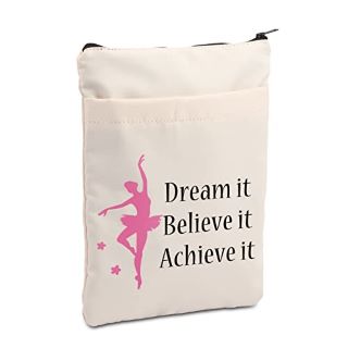 25 X LEVI DANCE LOVER BOOK SLEEVE DREAM IT BELIEVE IT ACHIEVE IT WATERPROOF ZIPPER POUCH DANCE TEACHER BOOK COVER GIFT FOR DAUGHTER SISTER FRIENDS HER(DANCER) - TOTAL RRP £225: LOCATION - C