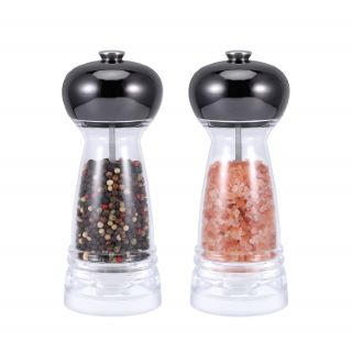 QTY OF ASSORTED ITEMS TO INCLUDE BLACK ACRYLIC SALT & PEPPER GRINDER SET: LOCATION - C