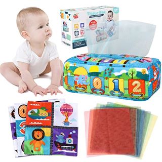 11 X GACHH BABY TISSUE BOX TOY - BABY TOYS 6 TO 12 MONTHS - MONTESSORI SENSORY TOYS FOR BABIES 6-12 MONTHS, SOFT STUFFED HIGH CONTRAST CRINKLE BABY SENSORY TOYS FINE MOTOR SKILLS TOYS FOR EARLY LEARN
