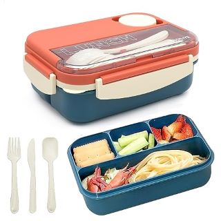 13 X JJQHYC LUNCH BOX 1300 ML MICROWAVE SAFE BENTO LUNCH BOX WITH 4 COMPARTMENTS SANDWICH BOX LEAK-PROOF LUNCH BOX FOR ADULTS AND KIDS, PLASTIC LUNCHBOX - TOTAL RRP £87: LOCATION - D