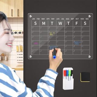 10 X ACRYLIC MAGNETIC CALENDAR FOR FRIDGE, WEEKLY PLANNER DRY ERASE PLANNING CLEAR BOARD CALENDAR WITH 4 MARKER PEN FOR REFRIGERATOR REUSABLE PLANNER MONTHLY WEEKLY CALENDAR (35X28CM) - TOTAL RRP £12