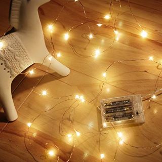 27 X GARDEN DECOR FAIRY LIGHTS BATTERY OPERATED, 2 PACK MINI 3*AAA BATTERY POWERED COPPER WIRE LED STARRY STRING LIGHTS FIREFLY LIGHTS FOR BEDROOM, CHRISTMAS, PARTIES, DECORATION (5M/16FT WARM WHITE)