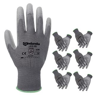 35 X ANDANDA 6 PAIRS SAFETY WORK GLOVES, SEAMLESS KNIT GLOVE WITH POLYURETHANE(PU) COATED ON PALM & FINGERS, IDEAL FOR GENERAL DUTY WORK LIKE WAREHOUSING/LOGISTICS/ASSEMBLY, M - TOTAL RRP £306: LOCAT