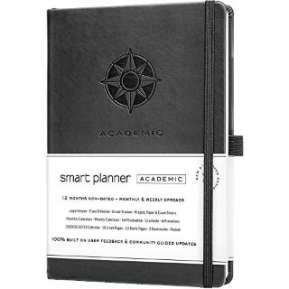 22 X SMART ACADEMIC PLANNER - A5 SIZE 8.6 X 5.7 INCHES - UNDATED DAILY PLANNER ACADEMIC YEAR - ACADEMIC PLANNER FOR MAXIMIZING FOCUS AND PRODUCTIVITY (BLACK) - TOTAL RRP £275: LOCATION - F