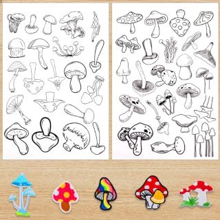49 X 45PCS WATER SOLUBLE EMBROIDERY STABILIZERS, STICK AND STITCH EMBROIDERY DESIGNS PAPER, EMBROIDERY TRANSFER PAPER PRE-PRINTED MUSHROOM PATTERNS FOR HAND SEWING LOVER BEGINNERS - TOTAL RRP £122: L