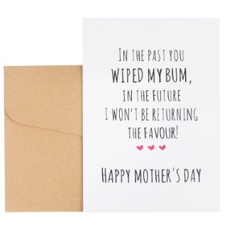52 X CJ&M MOTHERS DAY CARD RUDE/FUNNY/LOVE/CHEEKY/FUN WIPING MY BUM/FUNNY MOTHER'S DAY CARD/CHEEKY GREETINGS CARD/MOTHER'S DAY GIFT/FUNNY CARD FOR MUM - TOTAL RRP £212: LOCATION - F