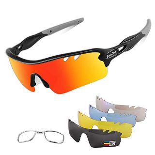 6 X BANGLONG POLARIZED CYCLING GLASSES FOR MEN WOMEN SPORTS SUNGLASSES WITH 5 INTERCHANGEABLE LENSES TR90 FRAME MOUNTAIN BIKE GLASSES MTB BICYCLE GOGGLES RUNNING - TOTAL RRP £90: LOCATION - H