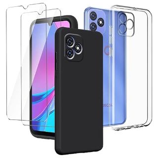 48 X LYX MY CASE FOR BLACKVIEW OSCAL C20 / BLACKVIEW OSCAL C20 PRO (6.088") TRANSPARENT + BLACK COVER + [2 PIECES] TEMPERED FILM GLASS SCREEN PROTECTOR - SILICONE SOFT TPU COVER SHELL - TOTAL RRP £25