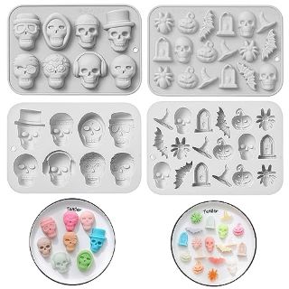 19 X 2PCS HALLOWEEN CHOCOLATE CANDY MOULDS SPIDER BAT PUMPKIN SKULL SILICONE FONDANT MOLD CAKE DECORATING JELLO PASTRY MUFFIN PUDDING DESSERT BAKING MOULDS FOR HALLOWEEN PARTY SUPPLIE - TOTAL RRP £13
