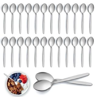 34 X TEASPOONS, PLEASE FIND TEASPOONS SET OF 24, 24 PIECES STAINLESS STEEL TEA SPOONS, TEA SPOON SET FOR HOME/KITCHEN/RESTAURANT, SMALL TEA SPOONS FOR COFFEE & DESSERT, DISHWASHER SAFE (5.5 INCH, 12C