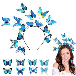 59 X ORGUE BUTTERFLY HEADBAND, BUTTERFLY FASCINATOR BUTTERFLY HALLOWEEN HEADBAND FESTIVAL HAIR ACCESSORIES WITH 8 BUTTERFLY HAIR CLIPS FOR ADULTS WOMEN GIRLS FOR HALLOWEEN CARNIVAL PARTY FESTIVALS -