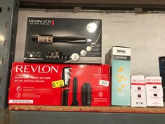 QTY OF ITEMS TO INCLUDE REVLON HAIR TOOLS RVHA6017UK TANGLE FREE HOT AIR STYLER, BLACK: LOCATION - A RACK