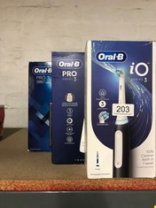QTY OF ITEMS TO INCLUDE ORAL-B IO3 ELECTRIC TOOTHBRUSHES ADULTS, FATHERS DAY GIFTS FOR HIM / HER, 1 TOOTHBRUSH HEAD, 3 MODES WITH TEETH WHITENING, BLACK: LOCATION - A RACK