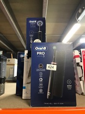 QTY OF ITEMS TO INCLUDE ORAL-B PRO 3 ELECTRIC TOOTHBRUSHES FOR ADULTS, FATHERS DAY GIFTS FOR HIM / HER, 1 CROSS ACTION TOOTHBRUSH HEAD, 3 MODES WITH TEETH WHITENING, 3500, BLACK: LOCATION - B2