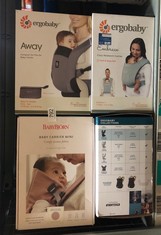 QTY OF BABY CARRIERS TO INCLUDE BABYBJORN BABY CARRIER MINI COMFY WOVEN FABRIC DUSTY PINK : LOCATION - C2