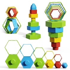 28 X ZAMERR BABY STACKING TOYS FOR 1 YEAR OLD BOYS, TODDLER SENSORY MONTESSORI BUILDING BLOCKS SET LEARNING EDUCATIONAL MOTOR SKILLS BALANCE GAME TOYS BIRTHDAY GIFTS FOR 2 3 4 GIRLS KIDS - TOTAL RRP