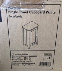 JOHN LEWIS PORTSMAN SINGLE TOWEL CUPBOARD WHITE RRP £167: LOCATION - FLOOR (COLLECTION OR OPTIONAL DELIVERY AVAILABLE)
