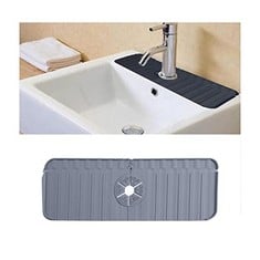 15 X SILICONE KITCHEN FAUCET SINK SPLASH GUARD,KITCHEN FAUCETS ABSORBENT MAT KITCHEN BATHROOM COUNTERTOP PROTECT FARMHOUSE RV KITCHEN SINK MAT (GREY02) - TOTAL RRP £162: LOCATION - A RACK