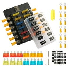 20 X 12V FUSE BOX - SOUND 12 WAY BLADE FUSE BLOCK WITH LED WARNING INDICATOR DAMP-PROOF COVER, 12 CIRCUITS CAR FUSE BOX FOR 12V/24V AUTOMOTIVE BOAT MARINE SUV RV VAN - TOTAL RRP £300: LOCATION - A RA