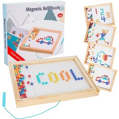 10 X WOODEN MAGNETIC DRAWING BOARD WITH PEN & BEADS FOR TODDLERS ART DOODLE BOARD SCRIBBLE BOARD DOT ART MONTESSORI PRESCHOOL EDUCATIONAL MAZE TOYS GIFTS FOR AGE 3-6 YEARS KIDS BOYS GIRLS - TOTAL RRP