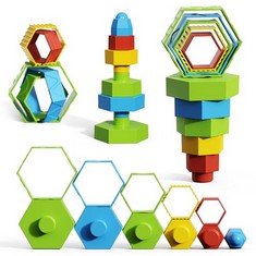 18 X ZAMEER BABY STACKING TOYS FOR 1 YEAR OLD BOYS, TODDLER SENSORY MONTESSORI BUILDING BLOCKS SET LEARNING EDUCATIONAL MOTOR SKILLS BALANCE GAME TOYS BIRTHDAY GIFTS FOR 2 3 4 GIRLS KIDS - TOTAL RRP