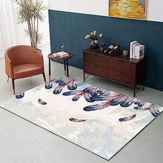 3 X XIUDONG RUGS LIVING ROOM FEATHER PATTERN AREA RUGS FOR BEDROOM ANTI SLIP SQUARE AREA RUG CARPET MAT FOR BEDROOM LARGE AREA SHORT PILE RUG: LOCATION - B RACK
