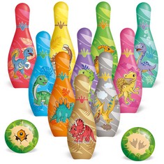 5 X STAY GENT DINOSAUR BOWLING SET KIDS WITH 10 PINS & 2 SOFT BALLS, BOWLING SKITTLES GAME FOR KIDS INDOOR OUTDOOR TOYS GIFTS FOR 2 3 4 5 6 YEARS OLD BOYS GIRLS CHILDREN TODDLERS BIRTHDAYS CHRISTMAS