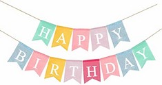 20 X DUSENLY COLORFUL HAPPY BIRTHDAY BURLAP BANNER VINTAGE FABRIC BIRTHDAY HESSIAN BUNTING PENNANT FLAG GARLANDS SHABBY CHIC DECORATION FOR RUSTIC BIRTHDAY PARTY - TOTAL RRP £150: LOCATION - B RACK