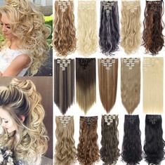38 X FLORATA 7PCS 16 CLIPS STRAIGHT CLIP IN HAIR EXTENSION FULL HEAD CLIP ON SYNTHETIC HAIR EXTENSION THICK DOUBLE WEFT HAIR EXTENSIONS FOR WOMEN - TOTAL RRP £380: LOCATION - B RACK