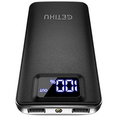 48 X GETIHU POWER BANK, 3A HIGH SPEED 10000MAH LED DISPLAY USB C PORTABLE CHARGER, USB C IN & OUTPUT BATTERY PACK WITH FLASHLIGHT COMPATIBLE WITH IPHONE 15 14 13 12 11 X PRO MAX SAMSUNG S20 HUAWEI XI