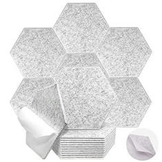5 X ACOUSTIC FOAM PANELS SELF-ADHESIVE, 12 PCS ACOUSTIC PANELS 12" X 10.3" X0.4" HEXAGON HIGH DENSITY SOUND DAMPENING ABSORB NOISE FOR STUDIO HOME OFFICE - SILVER GREY: LOCATION - A RACK