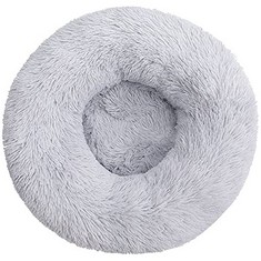 9 X ZYTRAS CALMING DOG BED, ANTI ANXIETY COMFY SOFT PET ROUND BED, PLUSH SOFT CUSHION MAT CAT COMFY MARSHMALLOW SLEEPING NEST WITH COZY SPONGE NON-SLIP BOTTOM FOR SMALL MEDIUM PETS CATS DOG (M, GRAY)