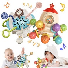 27 X VATOS 2 IN 1 BABY MONTESSORI TOYS FOR 3-6+ MONTHS, FOOD GRADE SILICONE PULL STRING TOYS & HAND GRIPPING BALL SENSORY ACTIVITY TOY FOR 3-6 12-18+ MONTHS BABIES - TOTAL RRP £264: LOCATION - E RACK