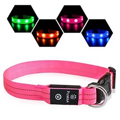 17 X LIGHT UP DOG COLLAR RECHARGEABLE, FLASHING DOG COLLAR LIGHT ADJUSTABLE FOR SMALL MEDIUM LARGE DOGS WITH 3 GLOWING MODES GLOW IN THE DARK COLLAR DOG LIGHTS FOR NIGHT WALKING, PINK L - TOTAL RRP £