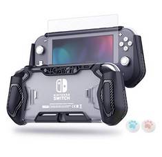 10 X LEYUSMART SWITCH LITE CASE FOR NINTENDO (ERGONOMIC/STURDY/FULL PROTECTION) GIFT IDEA WITH HD SCREEN PROTECTOR & THUMB GRIP CAPS FOR FAMILY HAPPY HOURS SWITCH LITE PROTECTOR BLACK - TOTAL RRP £12