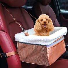 6 X PAWINNER DOG CAR SEAT BOOSTER CARRIER WITH ADJUSTABLE HARNESS STRAP, DOG TRAVEL CAR SEAT, REINFORCED METAL FRAME, DETACHABLE BLANKET SUIT FOR ALL SEASON, ROBUST CARRIER BASKET FOR PETS UP TO 15LB