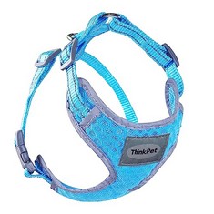 28 X THINKPET REFLECTIVE BREATHABLE SOFT AIR MESH NO PULL PUPPY CHOKE FREE OVER HEAD VEST VENTILATION HARNESS FOR PUPPY SMALL MEDIUM DOGS (NEON BLUE,XL) - TOTAL RRP £361: LOCATION - F RACK