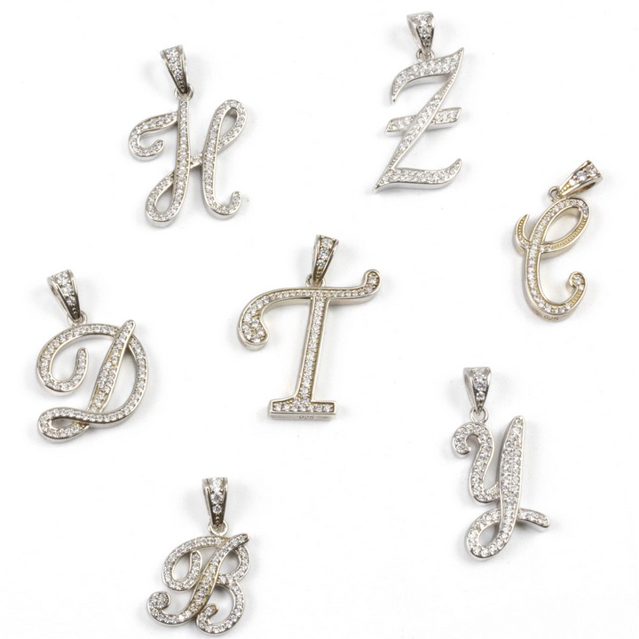 Silver Selection of Seven Initial D, H, T, Z, C, B and Y Pendants, 22.1g (VAT Only Payable on Buyers Premium)