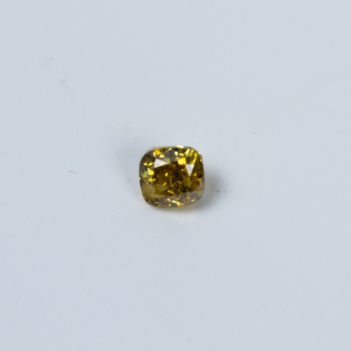 0.60ct Natural Fancy Brownish Greenish Yellow Diamond Cushion-cut Single Gemstone, Clarity Si2.  Auction Guide: £1,000-£1,500 (VAT Only Payable on Buyers Premium)