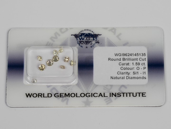 1.59ct Diamonds Natural Round Brilliant-cut Parcel of Ten, Colour O-P, Clarity SI1-I1. Report WGI9624145135.  Auction Guide: £500-£700