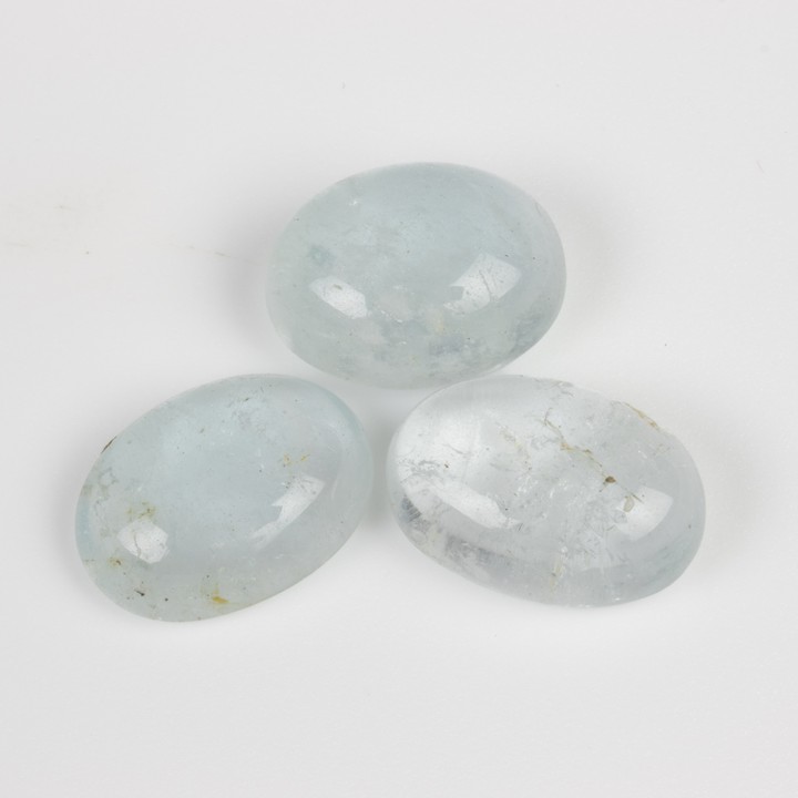 35.65ct Natural Aquamarine Cabochon Oval-cut Parcel of Three Gemstones, 16x11mm