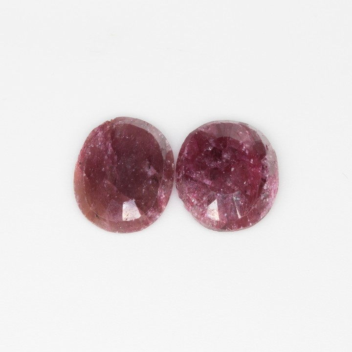 14.30ct Natural Ruby Faceted Oval-cut Pair of Gemstones, 13.9x12x4.5mm