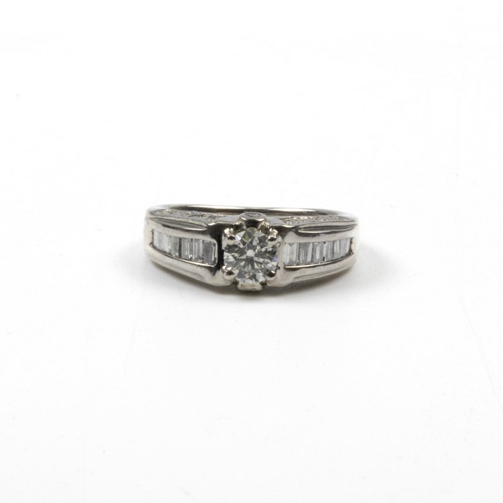 Platinum 900 0.75ct Diamond Ring, Size J, 8.6g.  Auction Guide: £1,400-£1,900