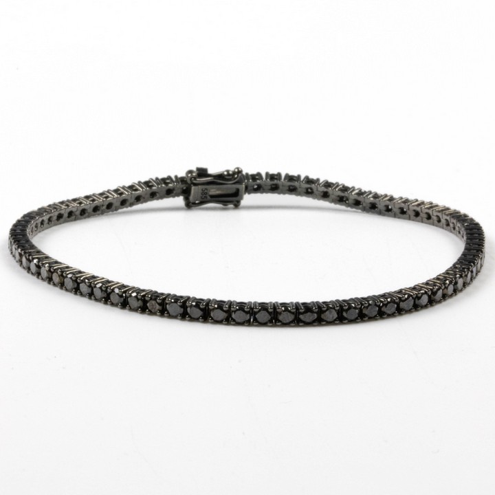 14K Black 4.35ct Black Diamond Line Bracelet, 20cm, 10.2g.  Auction Guide: £1,200-£1,700
