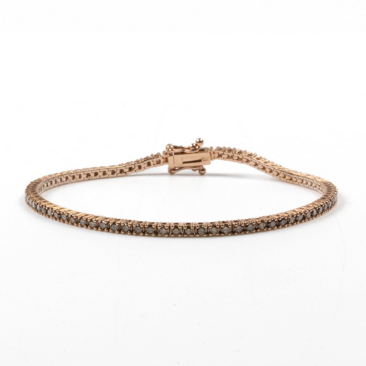 14K Rose 2.56ct Brown Diamond Line Bracelet, 18.5cm, 8.6g.  Auction Guide: £850-£1,050